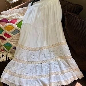 White boho maxi skirt size small